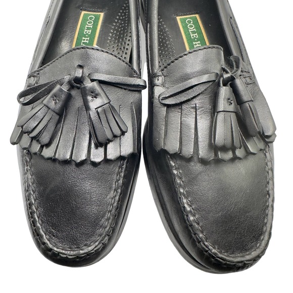Cole Haan | Men | Matte Black Leather Kilted Tassel Loafers | Size 11 D - Picture 8 of 12